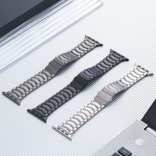 Three-Bead Titanium Watch Strap For Apple Watch Band 38 40 41 42 44 45 49 Mm For Iwatch Series Ultra 9 8 7 6 5 Wristband（JSB-335）