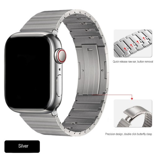 Luxury Titanium Watch Strap For Titanium Apple Watch Ultra 49mm Band For Iwatch Series 8 7 41mm 45mm Business Bracelet（JSB-256）